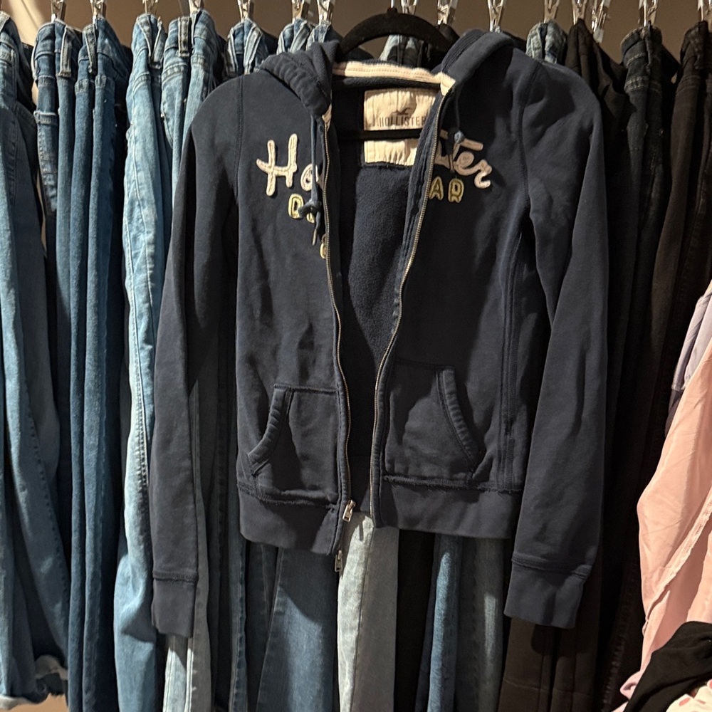 Hollister Dark Blue Hoodie with Logo